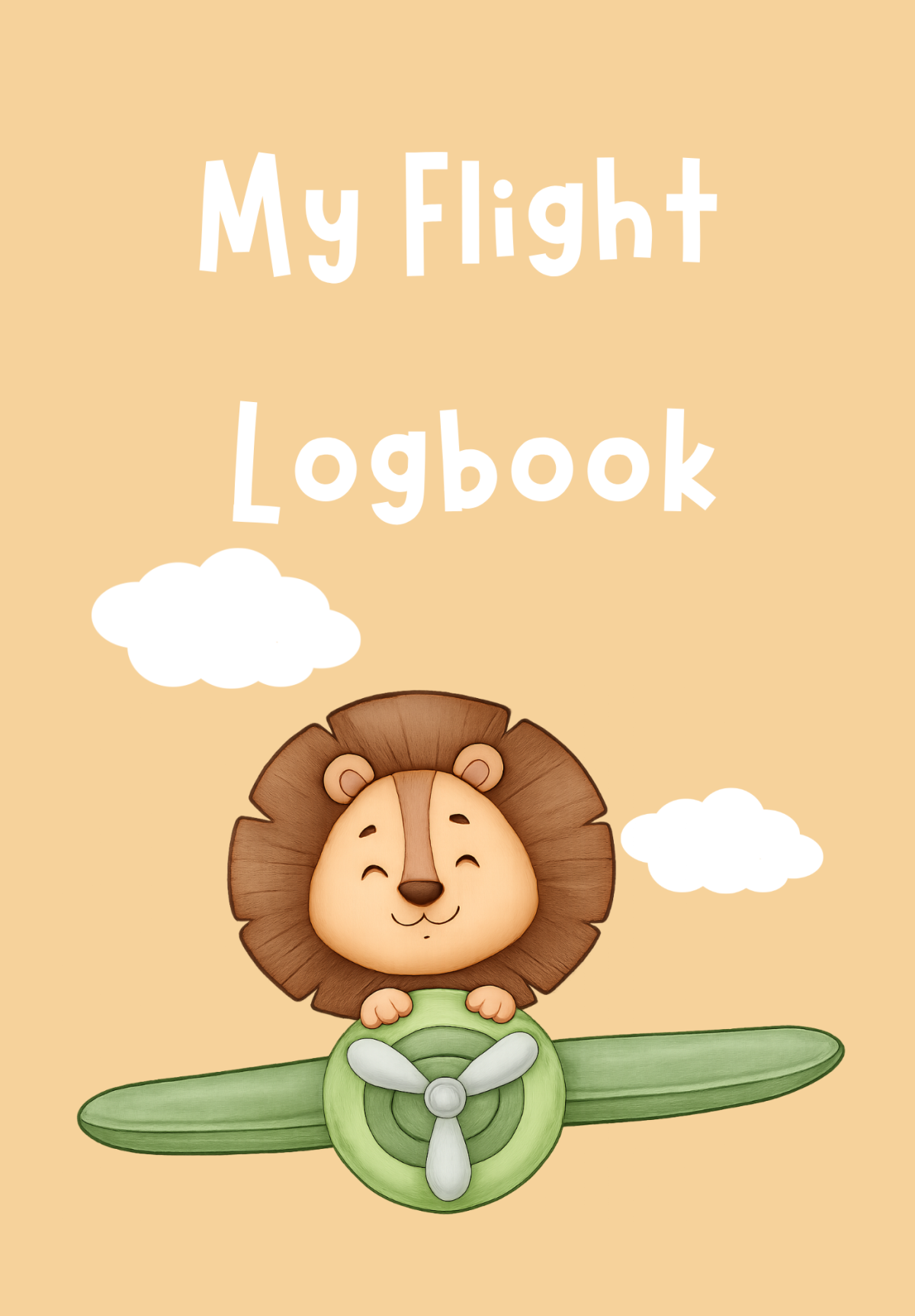 Flight Logbook for kids, lion cover