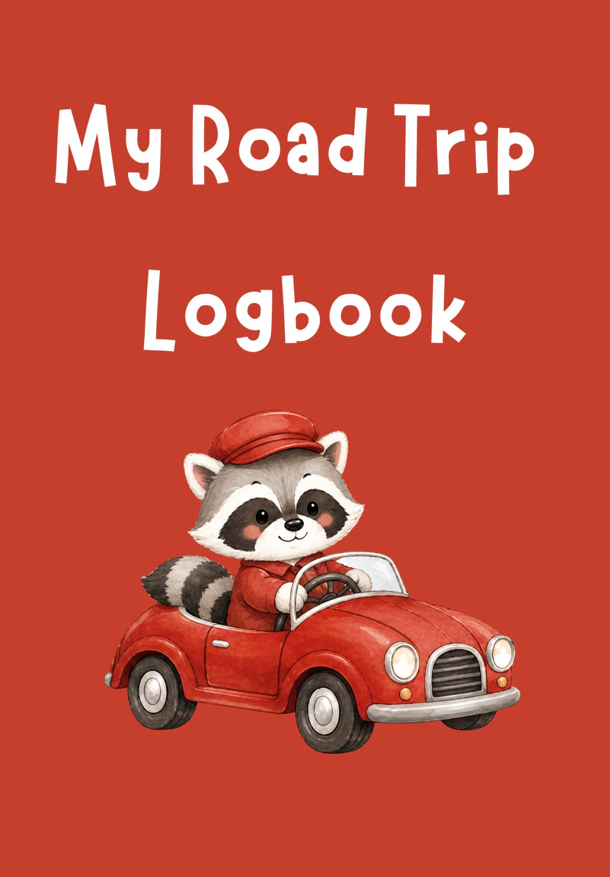 Road Trip Logbook for kids, racoon cover