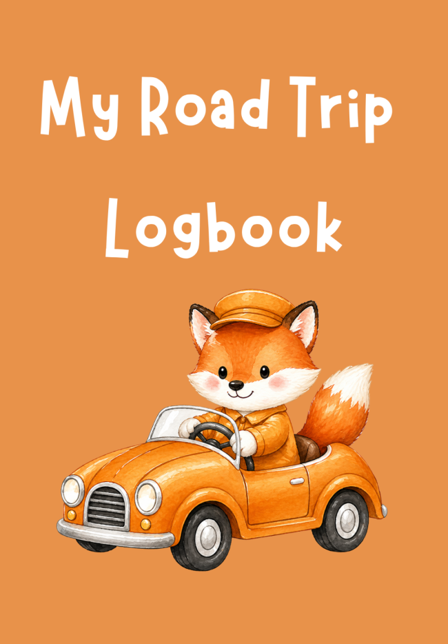 Road Trip Logbook for kids, Fox cover
